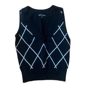 Vintage y2k Express Argyle Sweater Vest XS Black and White